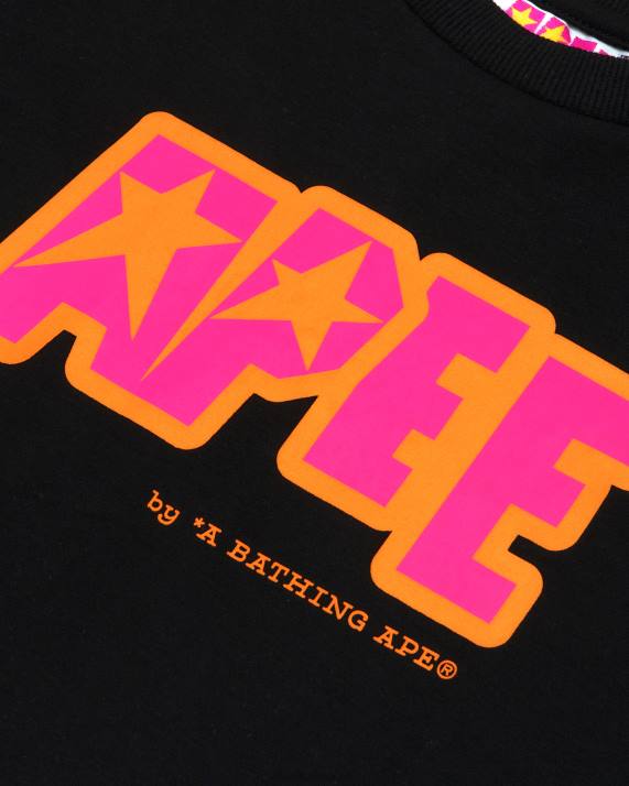 A Bathing Ape Kvinder beskåret t-shirt med dobbelt logo HH6J954 sort