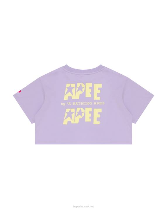 A Bathing Ape Kvinder beskåret t-shirt med dobbelt logo HH6J955 pastel lilla