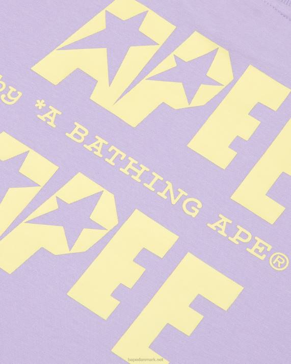 A Bathing Ape Kvinder beskåret t-shirt med dobbelt logo HH6J955 pastel lilla