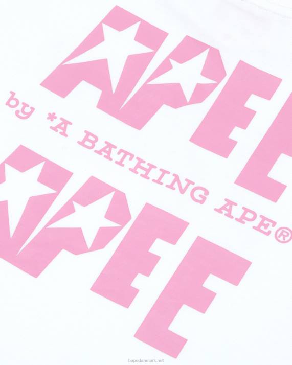 A Bathing Ape Kvinder beskåret t-shirt med dobbelt logo HH6J956 bleget hvid