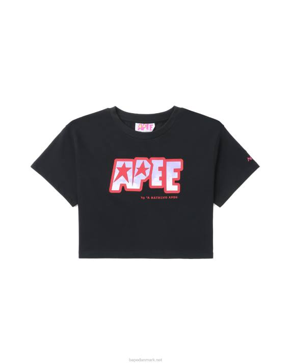 A Bathing Ape Kvinder crop-t-shirt med logotryk HH6J797 sort