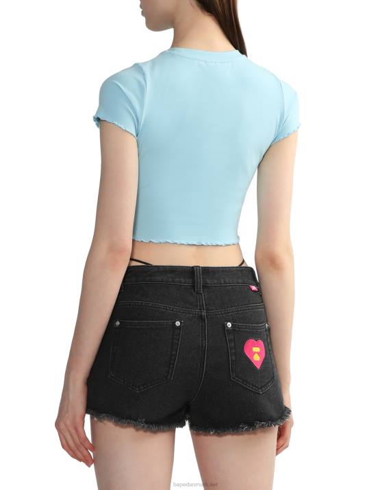 A Bathing Ape Kvinder cropped logo top HH6J823 blå