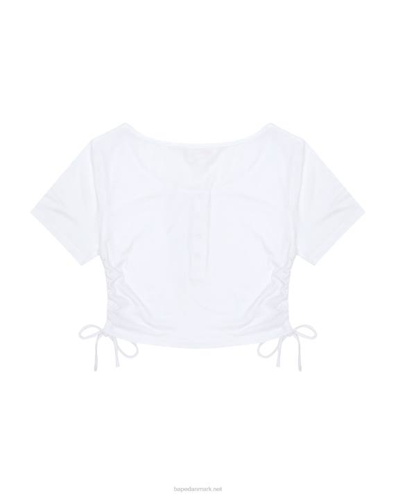 A Bathing Ape Kvinder cropped top med snøre med logo HH6J935 hvid