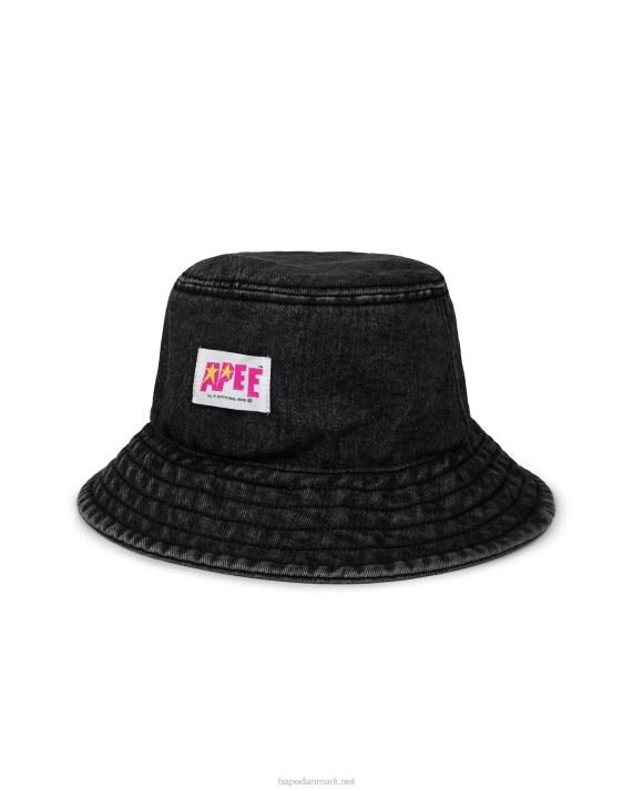 A Bathing Ape Kvinder denim bøttehat HH6J1086 sort