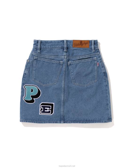 A Bathing Ape Kvinder denim mini-nederdel med flere skrifttyper HH6J1005 denim