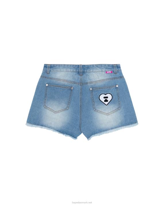 A Bathing Ape Kvinder denimshorts med logo HH6J967 denim