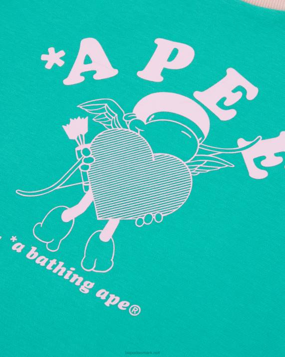 A Bathing Ape Kvinder grafisk langærmet raglan-t-shirt HH6J1053 lyserød