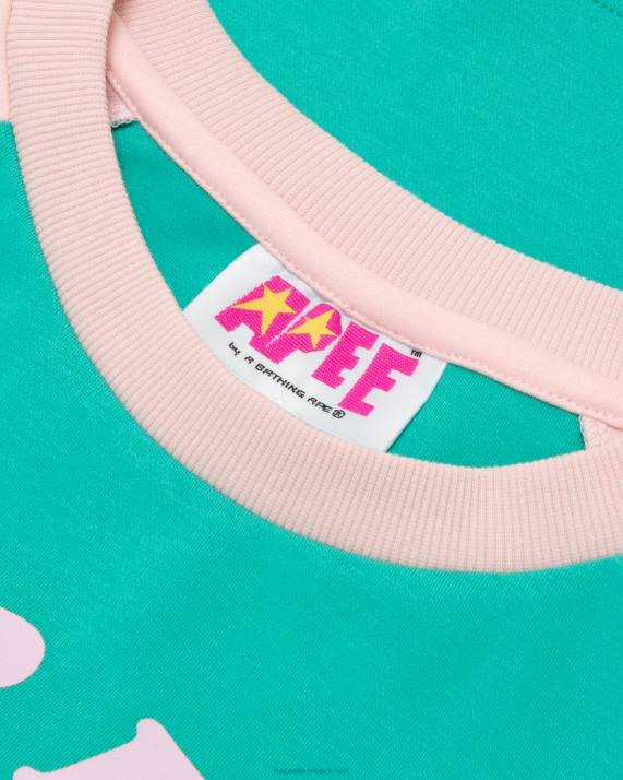 A Bathing Ape Kvinder grafisk langærmet raglan-t-shirt HH6J1053 lyserød