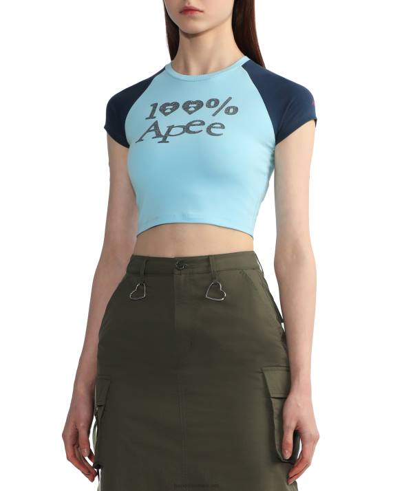 A Bathing Ape Kvinder grafisk raglan t-shirt HH6J835 lyseblå