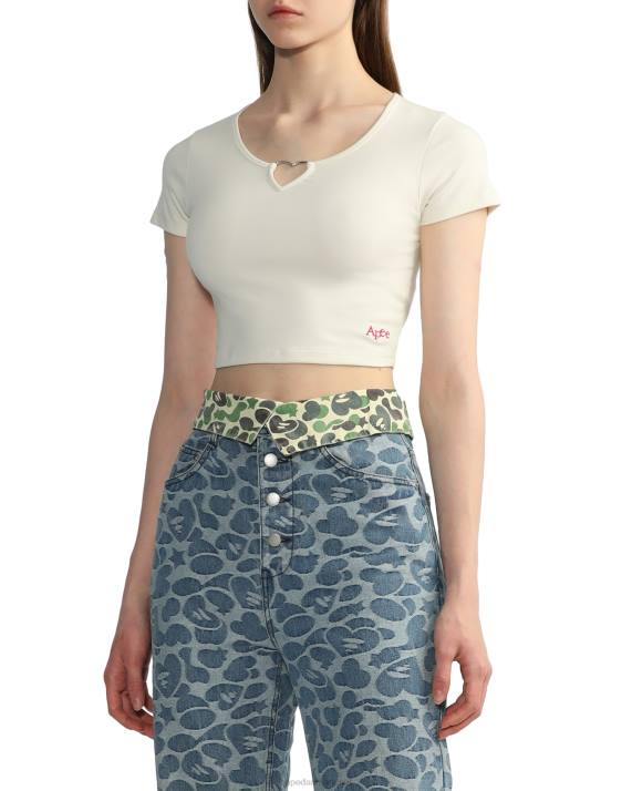 A Bathing Ape Kvinder hjerteformet metalringtop HH6J840 creme farve