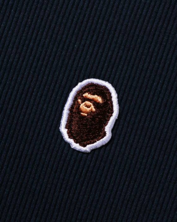 A Bathing Ape Kvinder hoved et punkt rib t-shirt HH6J909 Marine blå