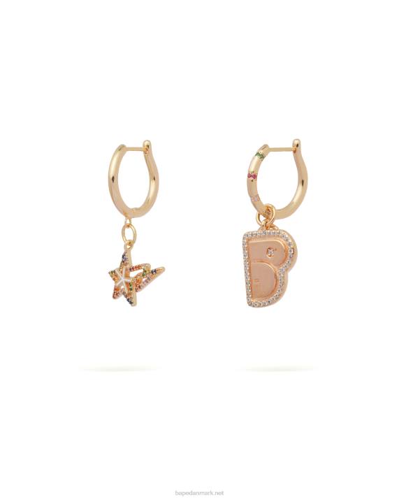 A Bathing Ape Kvinder krystal perle logo øreringe HH6J1110 guld