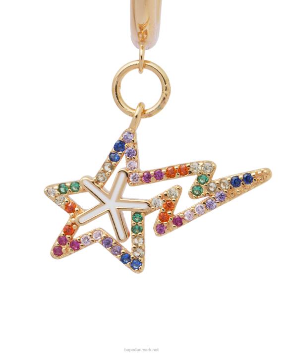 A Bathing Ape Kvinder krystal perle logo øreringe HH6J1110 guld