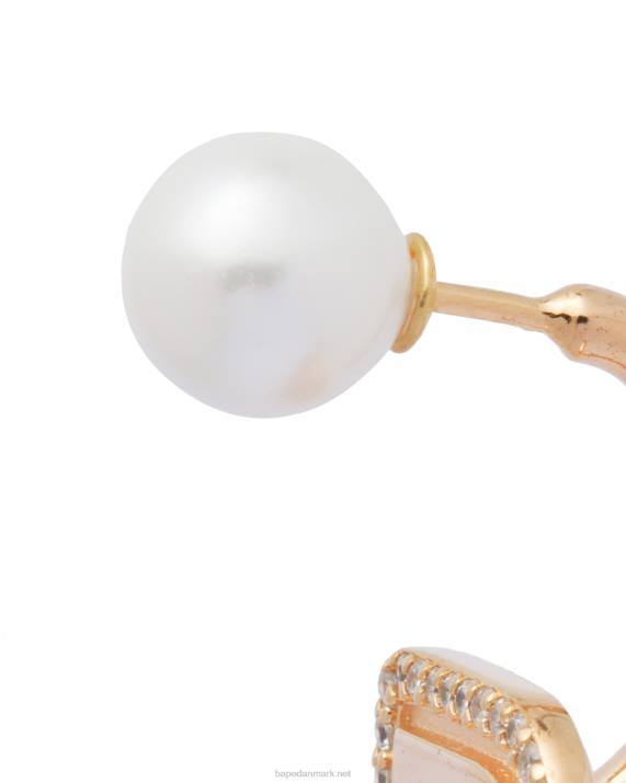 A Bathing Ape Kvinder krystal perle logo øreringe HH6J1126 guld