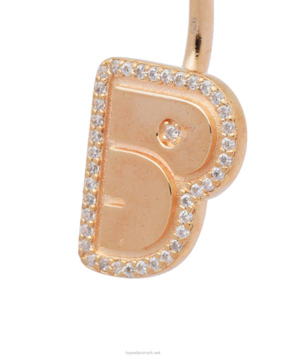 A Bathing Ape Kvinder krystal perle logo øreringe HH6J1126 guld