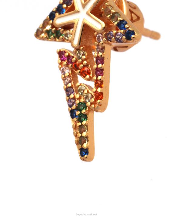 A Bathing Ape Kvinder logo krystal øreringe HH6J1123 guld