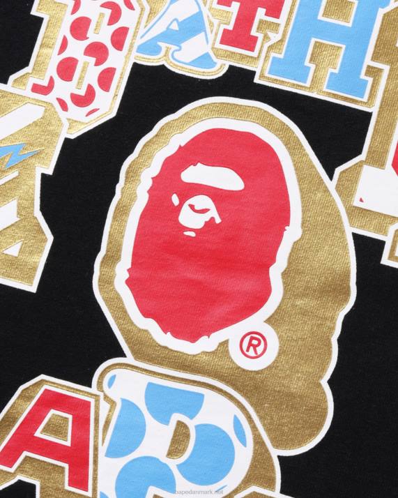 A Bathing Ape Kvinder mix lappet college-t-shirt HH6J1008 sort