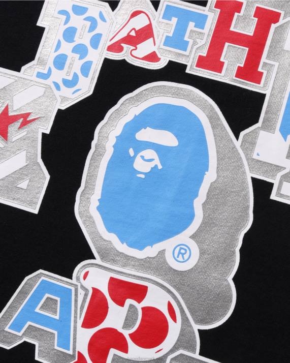 A Bathing Ape Kvinder mix lappet college-t-shirt HH6J1009 sort