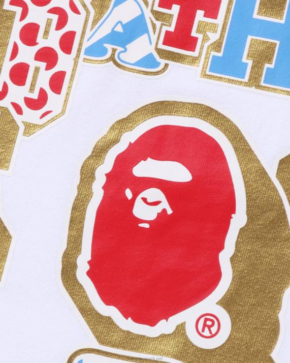 A Bathing Ape Kvinder mix lappet college-t-shirt HH6J1010 hvid