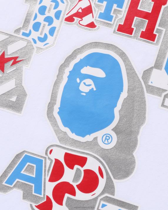 A Bathing Ape Kvinder mix lappet college-t-shirt HH6J1011 hvid