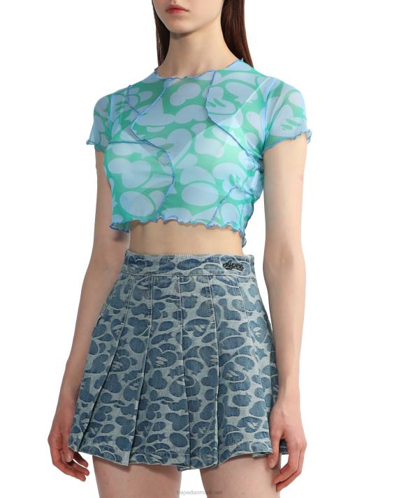 A Bathing Ape Kvinder mønster mesh crop top HH6J818 blå