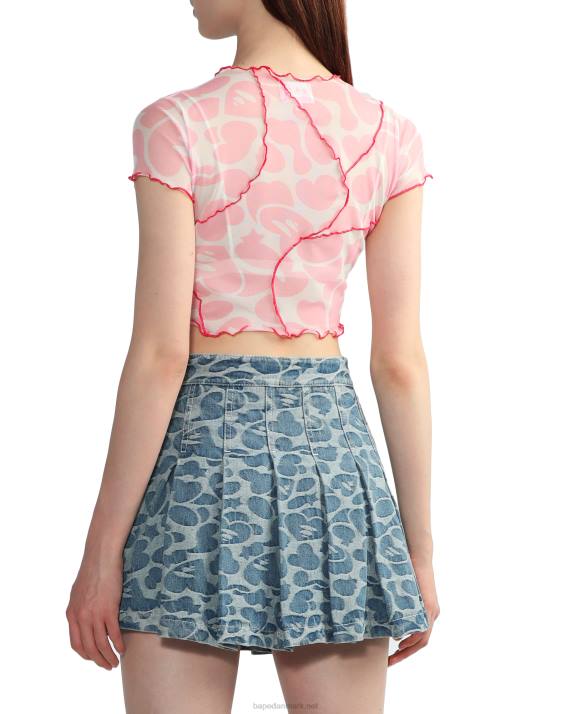 A Bathing Ape Kvinder mønster mesh crop top HH6J819 lyserød