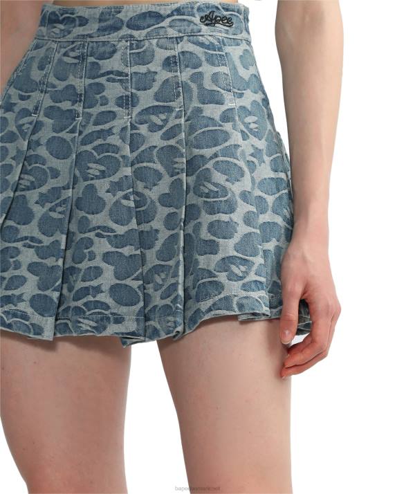 A Bathing Ape Kvinder mønster plisseret mini-nederdel HH6J824 denim