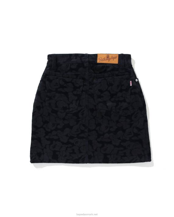 A Bathing Ape Kvinder solid camo fløjls nederdel HH6J1026 Marine blå