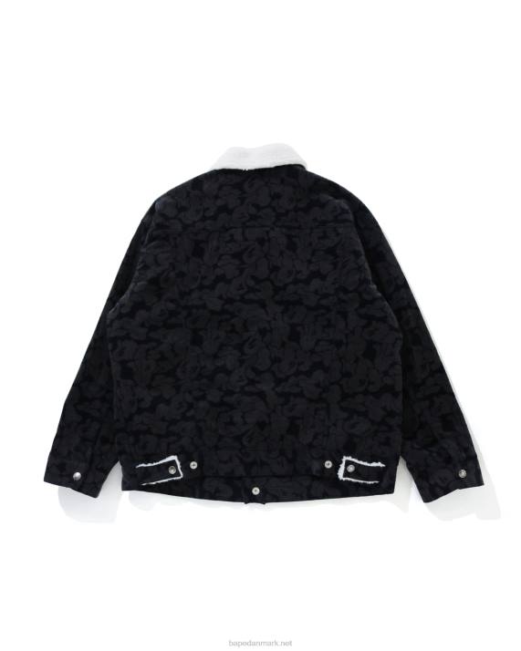 A Bathing Ape Kvinder solid camo fløjlsjakke boa oversized jakke HH6J1027 Marine blå