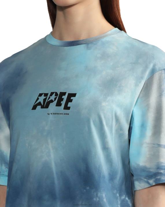 A Bathing Ape Kvinder tie-dye grafisk slids-t-shirt HH6J847 blå