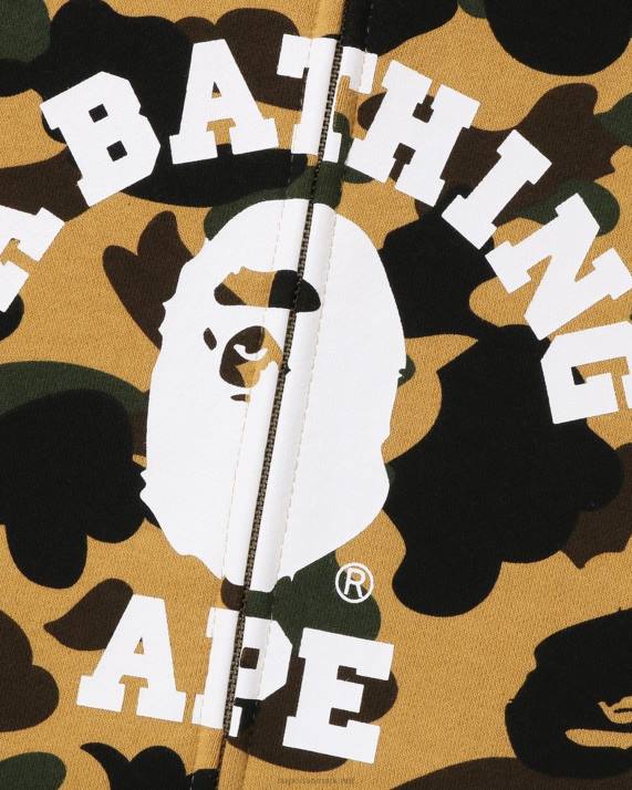 A Bathing Ape Mænd 1 camo crazy college hættetrøje med fuld lynlås HH6J255 gul
