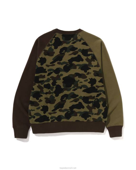 A Bathing Ape Mænd 1 camo crazy relaxed fit crewneck HH6J286 militærgrøn