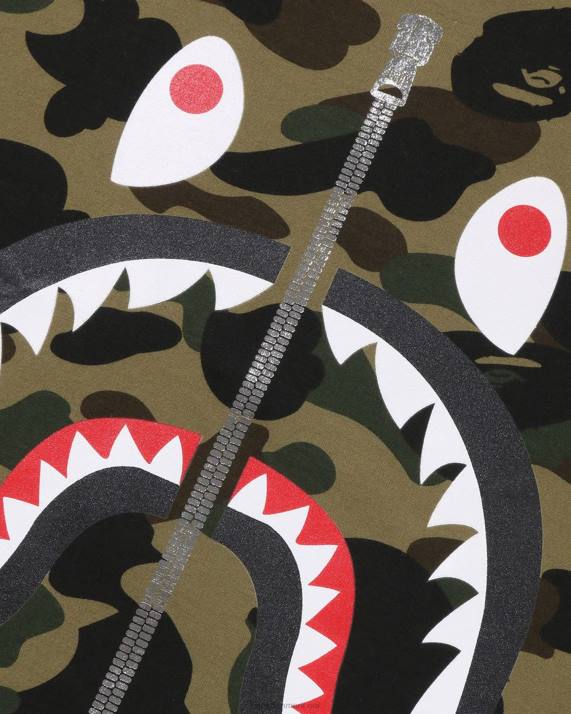 A Bathing Ape Mænd 1 camo haj t-shirt HH6J240 militærgrøn