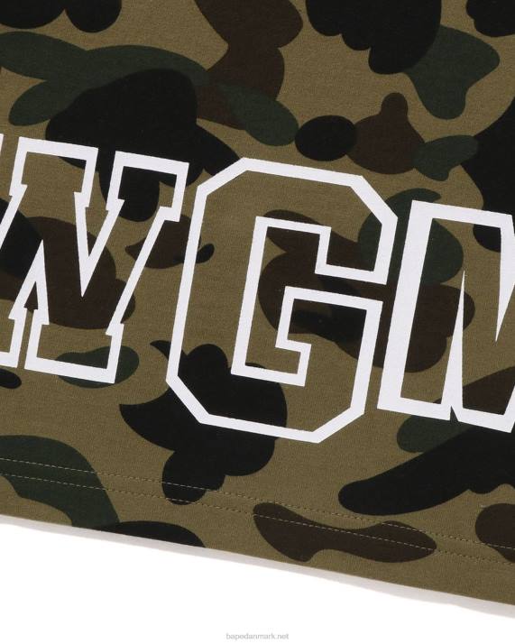 A Bathing Ape Mænd 1 camo haj t-shirt HH6J240 militærgrøn