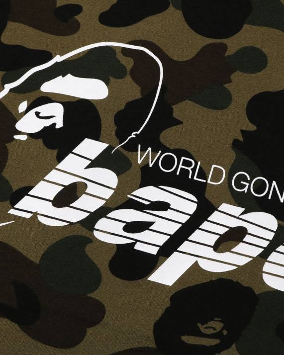 A Bathing Ape Mænd 1 camo mock neck afslappet pasform t-shirt HH6J140 militærgrøn