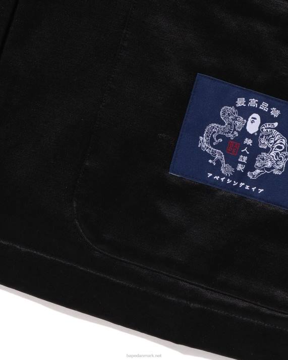 A Bathing Ape Mænd Japansk motiv loose fit kinajakke HH6J113 sort
