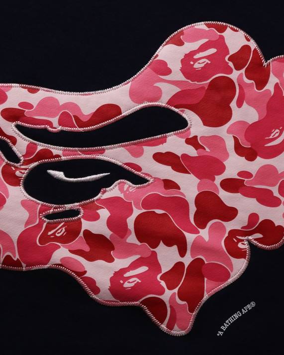 A Bathing Ape Mænd abc camo patch afslappet pasform rund hals HH6J201 Marine blå