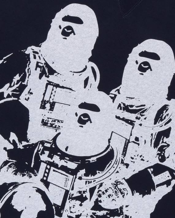 A Bathing Ape Mænd crewneck i afslappet pasform HH6J261 Marine blå