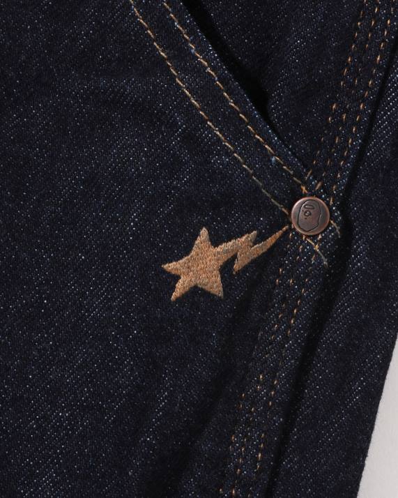 A Bathing Ape Mænd dobbeltknæ denimbukser med løs pasform HH6J347 denim