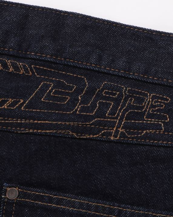 A Bathing Ape Mænd dobbeltknæ denimbukser med løs pasform HH6J347 denim