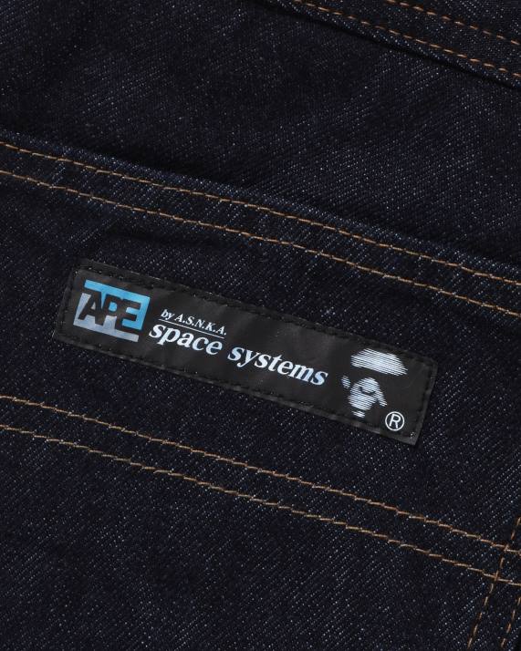 A Bathing Ape Mænd dobbeltknæ denimbukser med løs pasform HH6J347 denim