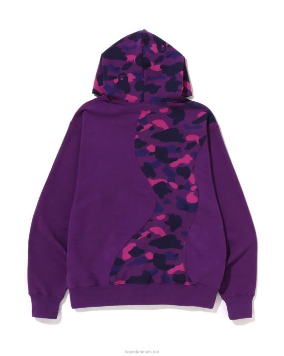A Bathing Ape Mænd farve camo college cutting afslappet pasform hættetrøje HH6J298 lilla