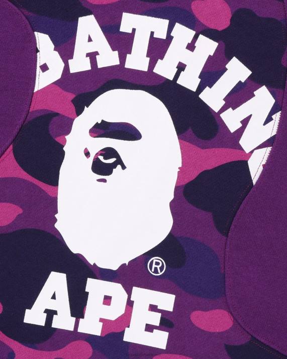 A Bathing Ape Mænd farve camo college cutting afslappet pasform hættetrøje HH6J298 lilla