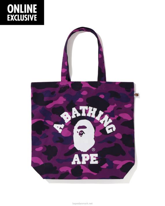 A Bathing Ape Mænd farve camo college totebag HH6J766 lilla