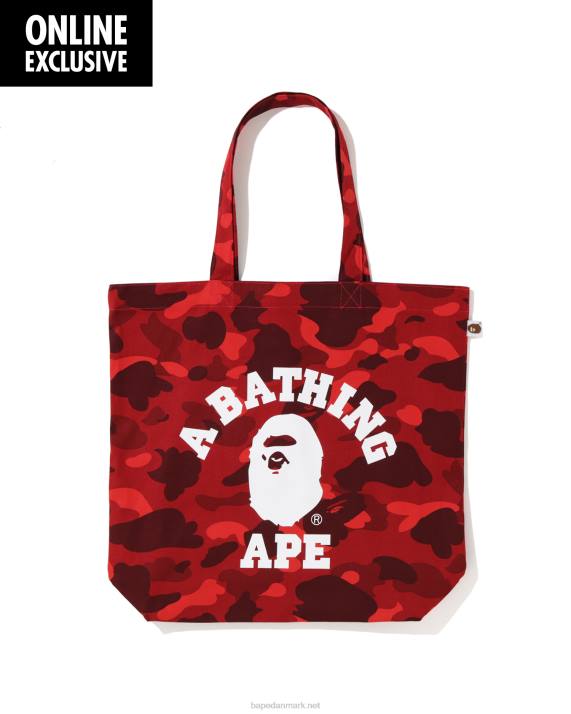 A Bathing Ape Mænd farve camo college totebag HH6J767 knaldrød