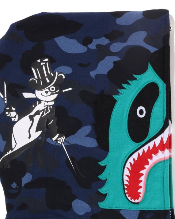 A Bathing Ape Mænd farve camo panda hættetrøje med fuld lynlås HH6J186 Marine blå