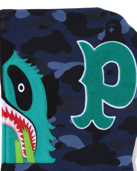A Bathing Ape Mænd farve camo panda hættetrøje med fuld lynlås HH6J186 Marine blå