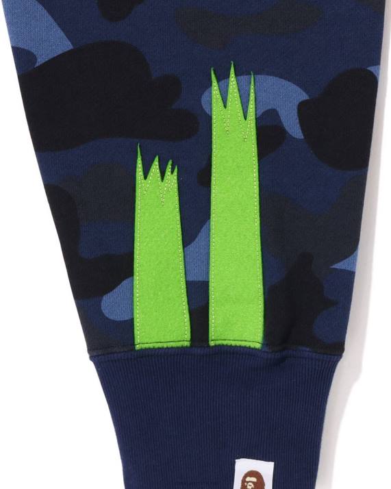 A Bathing Ape Mænd farve camo panda hættetrøje med fuld lynlås HH6J186 Marine blå