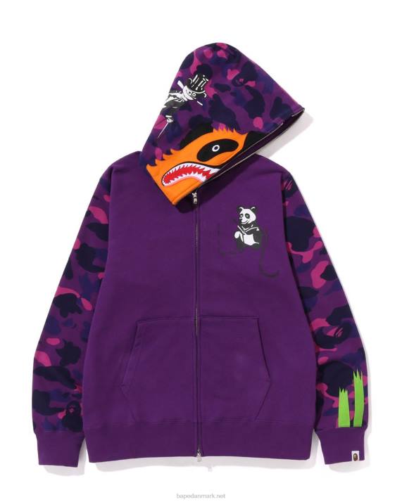 A Bathing Ape Mænd farve camo panda hættetrøje med fuld lynlås HH6J187 lilla