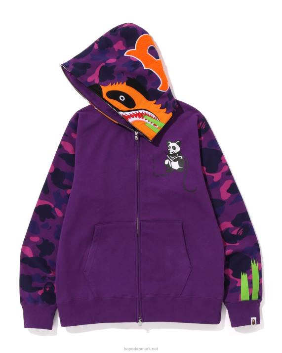 A Bathing Ape Mænd farve camo panda hættetrøje med fuld lynlås HH6J187 lilla